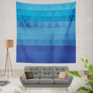 Blue Triangle Pattern Wall Tapestry