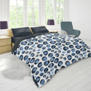 Blue Watercolor Leopard Print Pattern Duvet Cover 1