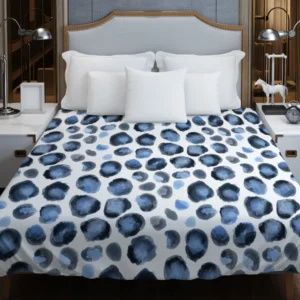 Blue Watercolor Leopard Print Pattern Duvet Cover