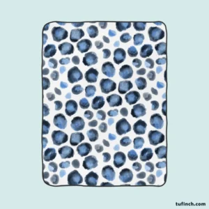 Blue Watercolor Leopard Print Pattern Fleece Blanket 1