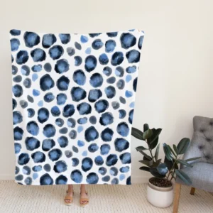 Blue Watercolor Leopard Print Pattern Fleece Blanket