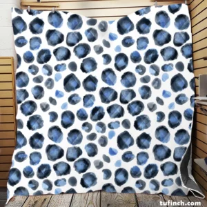 Blue Watercolor Leopard Print Pattern Quilt Blanket