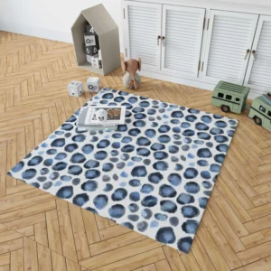 Blue Watercolor Leopard Print Pattern Rug 1