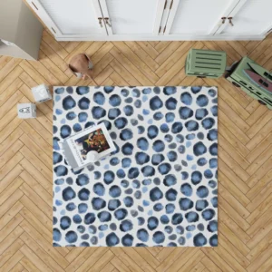 Blue Watercolor Leopard Print Pattern Rug