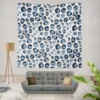 Blue Watercolor Leopard Print Pattern Wall Tapestry