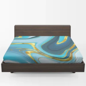 Blue Watercolor With Gold Foil Fitted Sheet 1