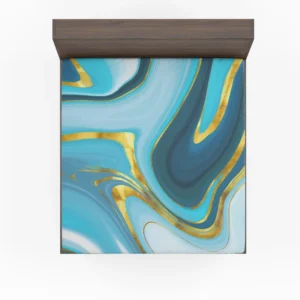 Blue Watercolor With Gold Foil Fitted Sheet