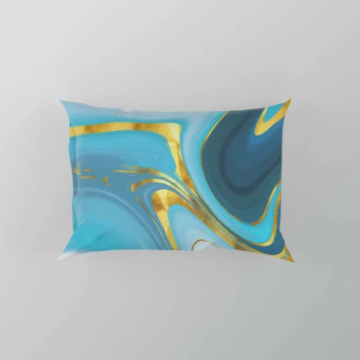 Blue Watercolor With Gold Foil Pillow Case