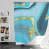 Blue Watercolor With Gold Foil Shower Curtain