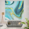 Blue Watercolor With Gold Foil Wall Tapestry