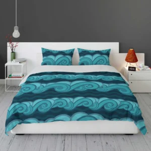 Blue Wave Pattern Bedding Set 1