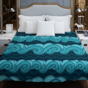 Blue Wave Pattern Duvet Cover