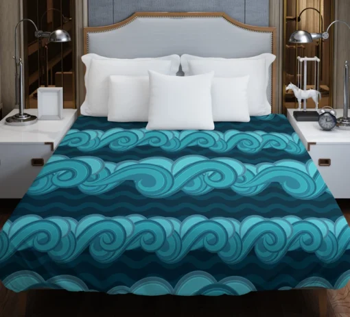 Blue Wave Pattern Duvet Cover