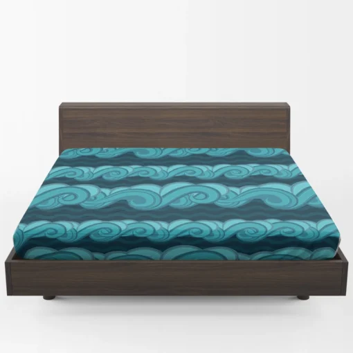 Blue Wave Pattern Fitted Sheet 1