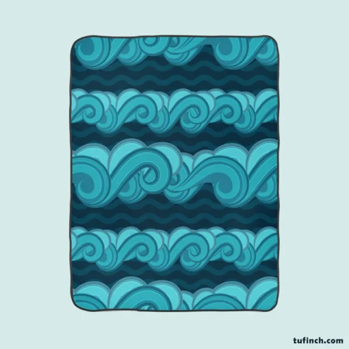 Blue Wave Pattern Fleece Blanket 1