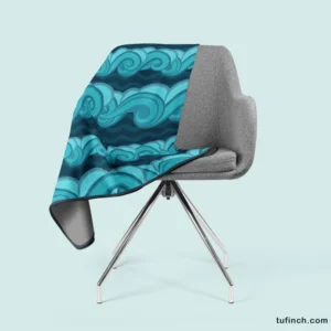 Blue Wave Pattern Fleece Blanket 2