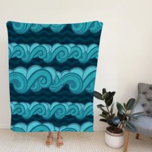 Blue Wave Pattern Fleece Blanket