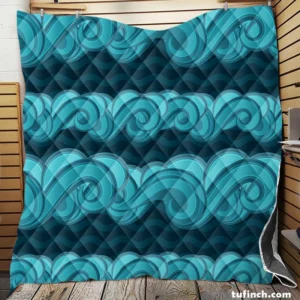 Blue Wave Pattern Quilt Blanket