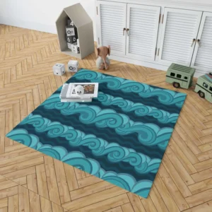 Blue Wave Pattern Rug 1