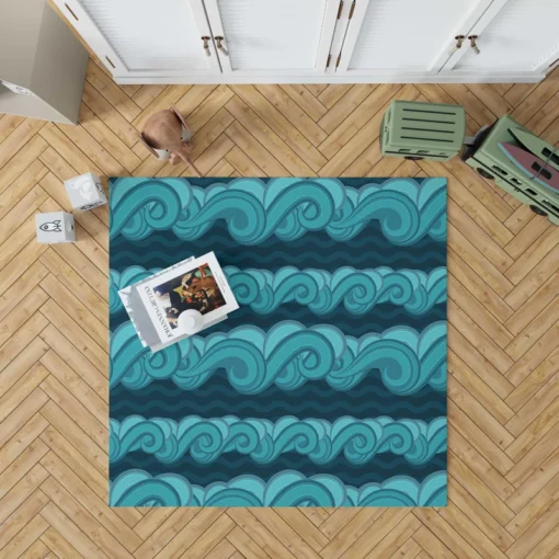 Blue Wave Pattern Rug