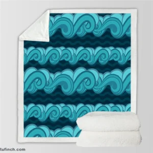 Blue Wave Pattern Sherpa Fleece Blanket