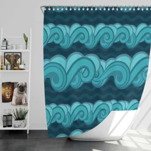 Blue Wave Pattern Shower Curtain