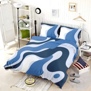 Blue Waves Abstract Background Bedding Set