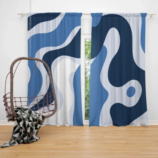 Blue Waves Abstract Background Curtain