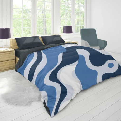 Blue Waves Abstract Background Duvet Cover 1