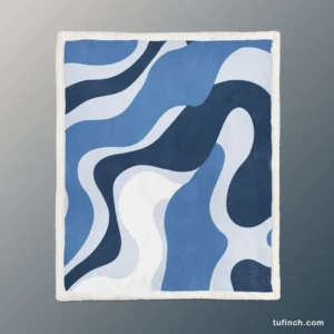 Blue Waves Abstract Background Sherpa Fleece Blanket 1