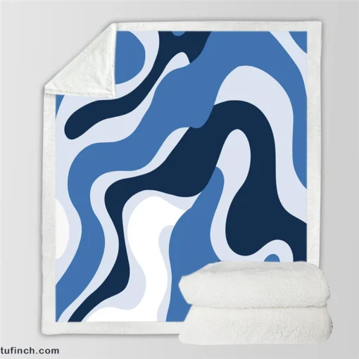 Blue Waves Abstract Background Sherpa Fleece Blanket