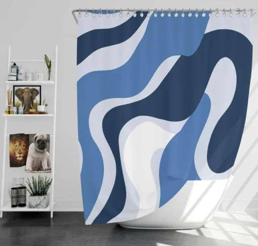 Blue Waves Abstract Background Shower Curtain