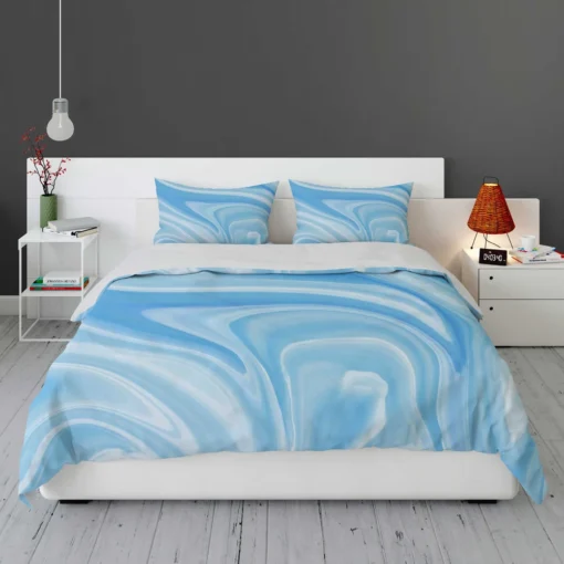 Blue White Abstract Design Bedding Set 1