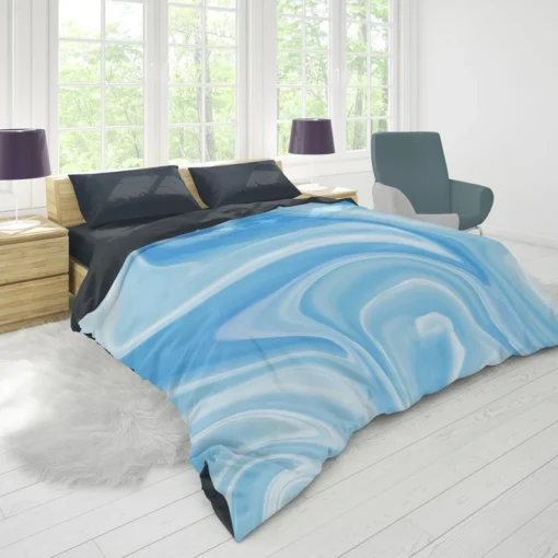 Blue White Abstract Design Duvet Cover 1