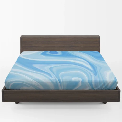 Blue White Abstract Design Fitted Sheet 1