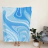 Blue White Abstract Design Fleece Blanket