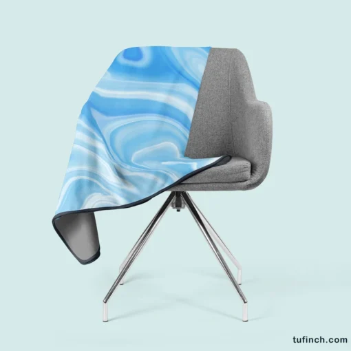 Blue White Abstract Design Fleece Blanket 2