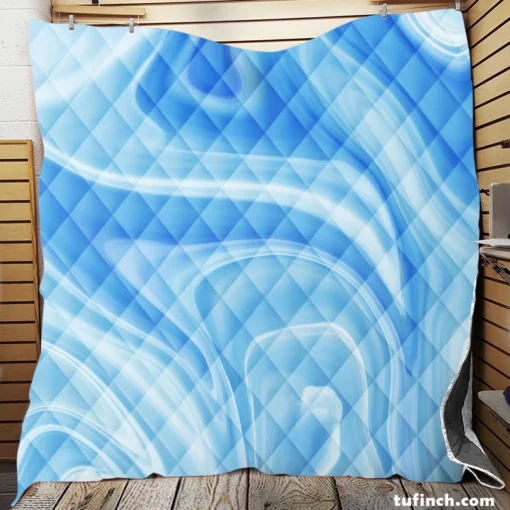 Blue White Abstract Design Quilt Blanket