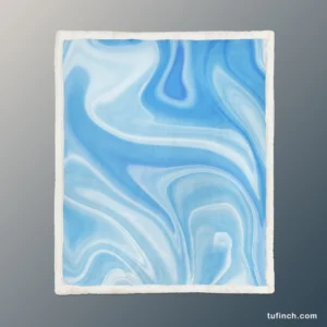 Blue White Abstract Design Sherpa Fleece Blanket 1