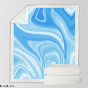 Blue White Abstract Design Sherpa Fleece Blanket