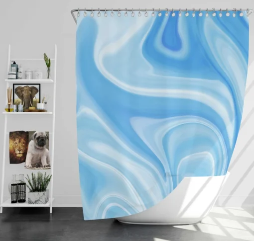 Blue White Abstract Design Shower Curtain