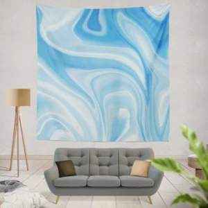 Blue White Abstract Design Wall Tapestry