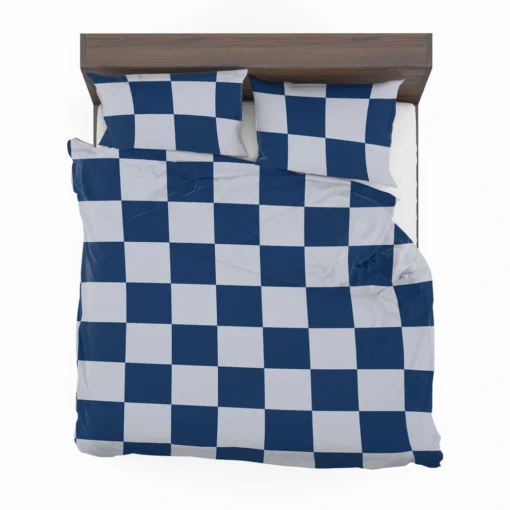 Blue White Checkered Plaid Pattern Bedding Set 2