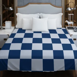 Blue White Checkered Plaid Pattern Duvet Cover