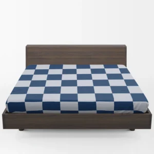 Blue White Checkered Plaid Pattern Fitted Sheet 1