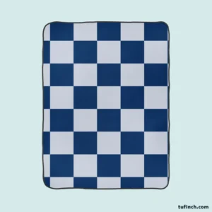 Blue White Checkered Plaid Pattern Fleece Blanket 1