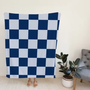 Blue White Checkered Plaid Pattern Fleece Blanket