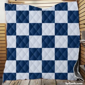 Blue White Checkered Plaid Pattern Quilt Blanket