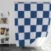 Blue White Checkered Plaid Pattern Shower Curtain