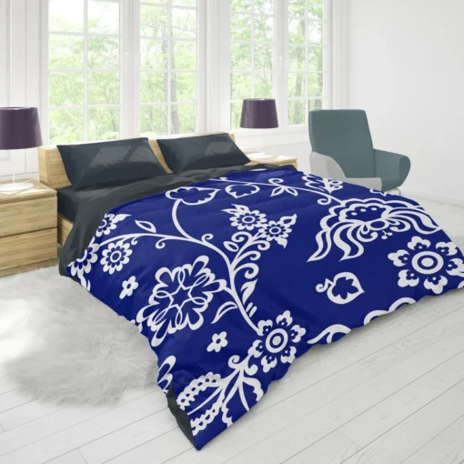 Blue White Floral Duvet Cover 1